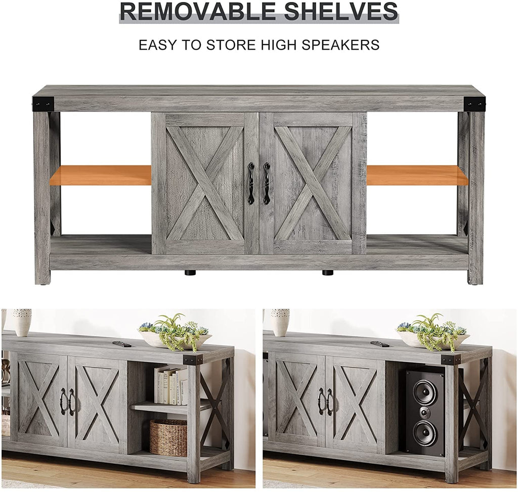 Farmhouse Grey TV Stand for 50-65 Inch Tvs Peach Maple