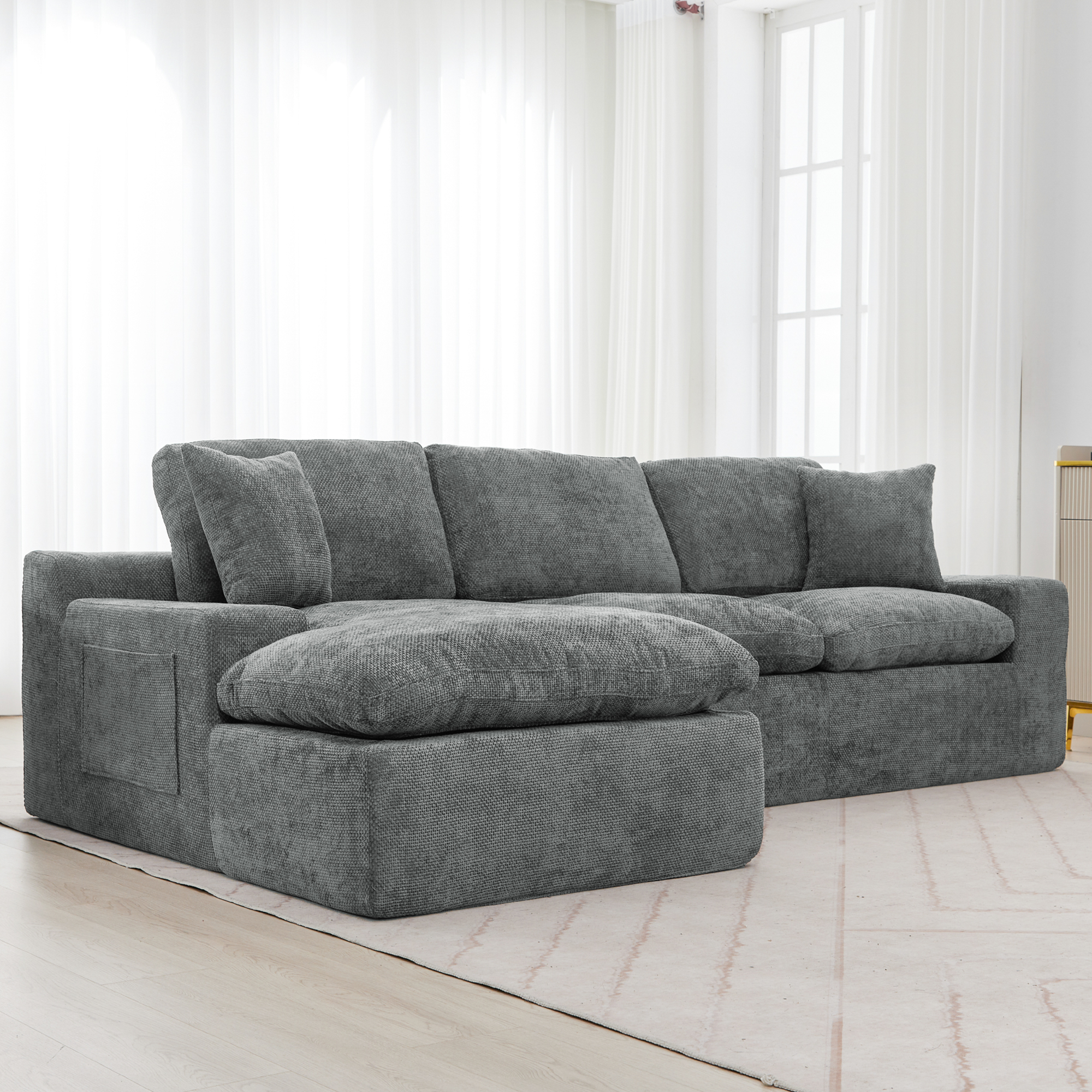 Cloud Sectional Sofa 107.9' Upholstered Sofa Couch with Double-layer