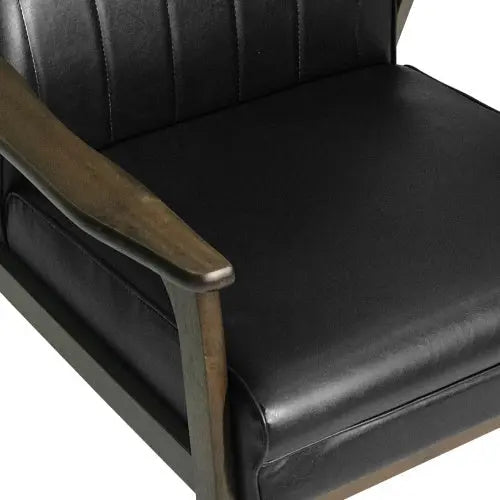 Mid Century Modern Upholstered Accent Chair, Matte Black Faux Leather CJDropshipping