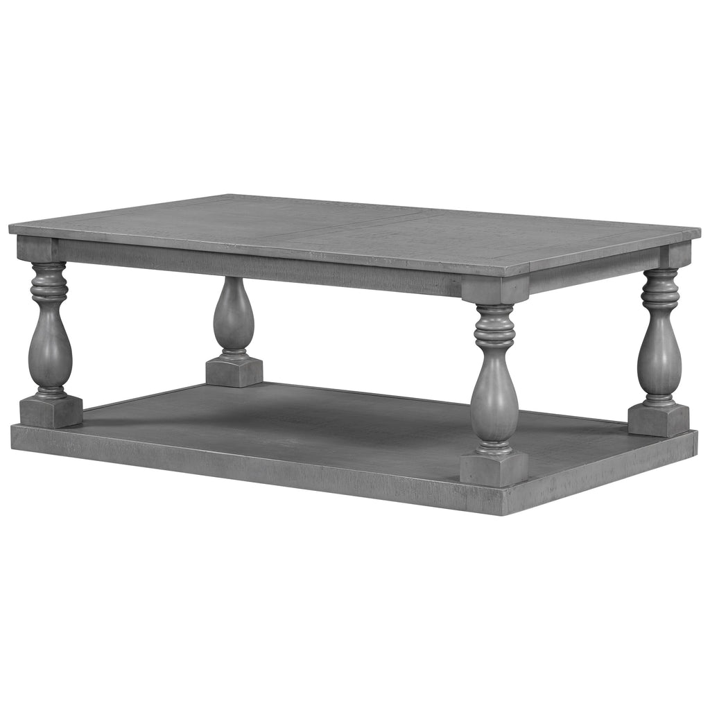 Vintage Coffee Table Featuring Artistic Vase Column Legs and Luxurious
