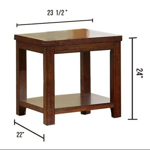 End Table Dark Cherry Open Shelf Natural Wood Grain Design 1pc Table