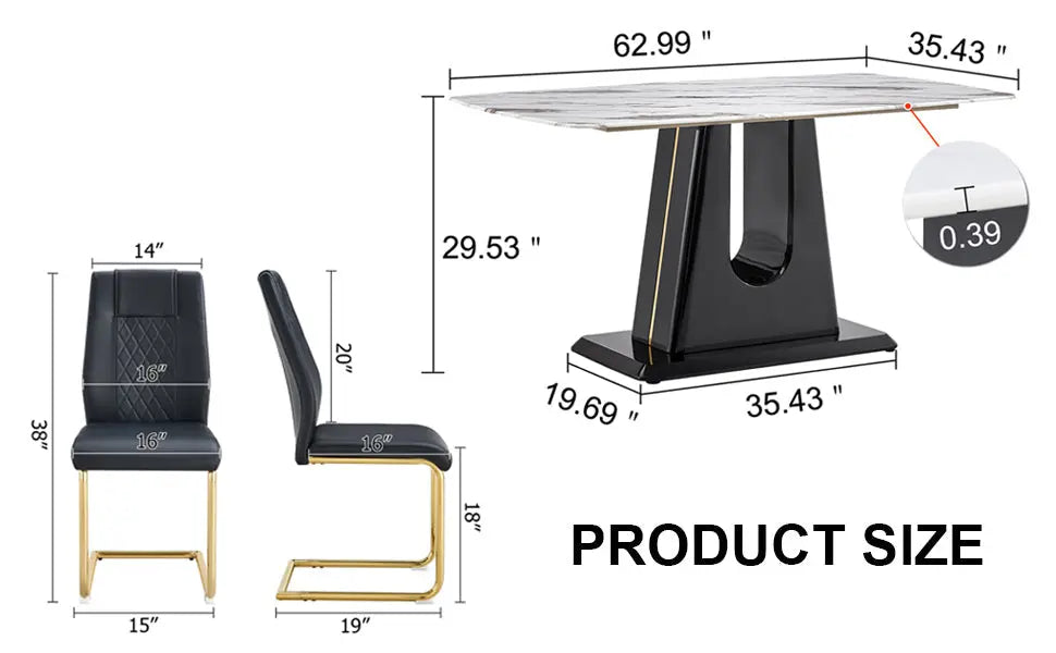 Table and chair set, modern and minimalist dining table, imitation Sangria Beech