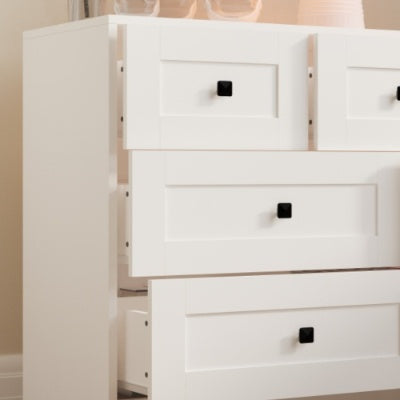 Chest Of Drawer With  White Color Farm Door