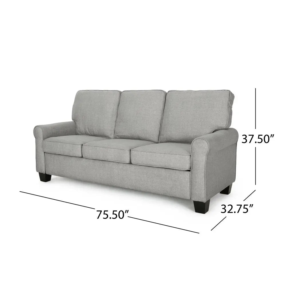 Traditional Grey Fabric 3-Seater Sofa Peach Maple