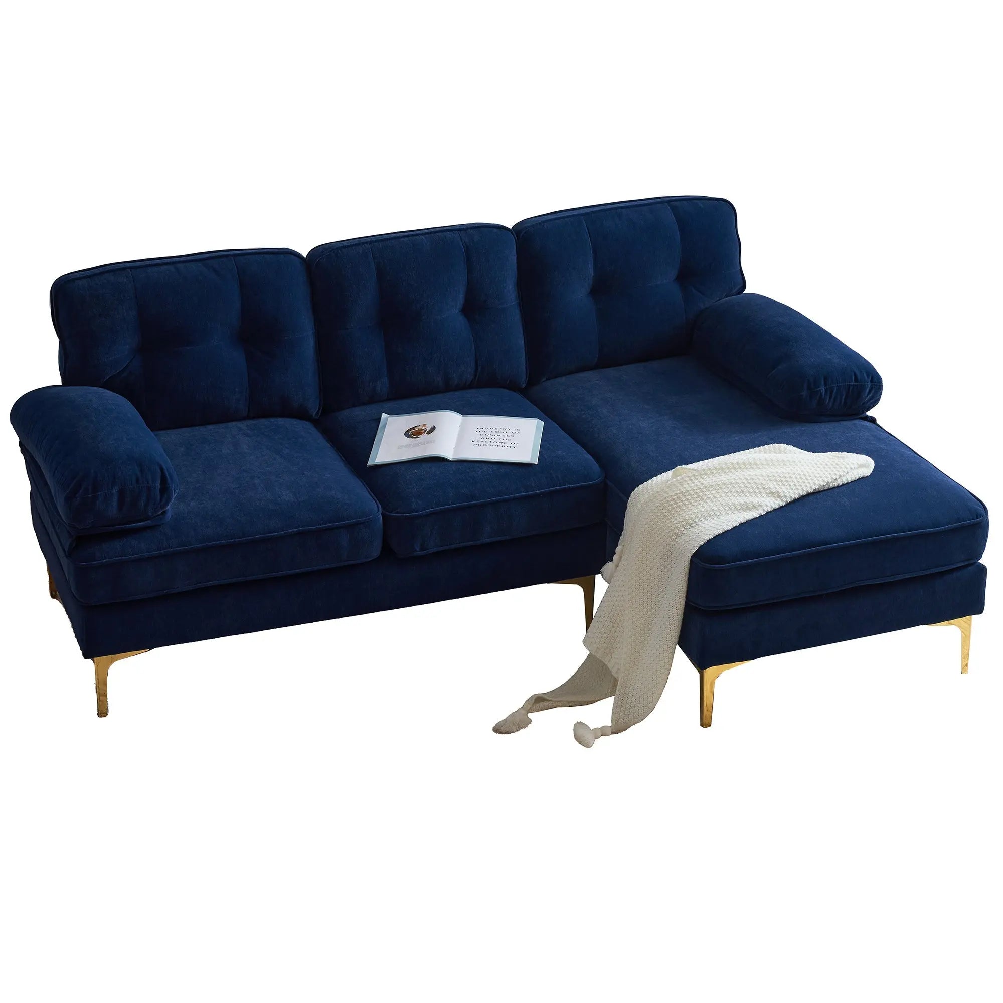 82.6' Modern Sectional Sofas Couches Velvet L Shaped Couches for Sangria Beech