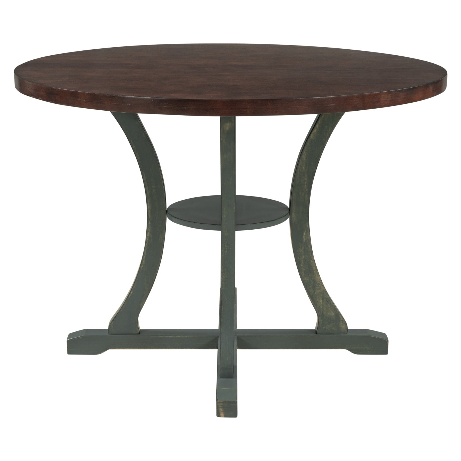 TREXM 5-Piece Round Dining Set With Fabric Chairs & Special-shaped Legs