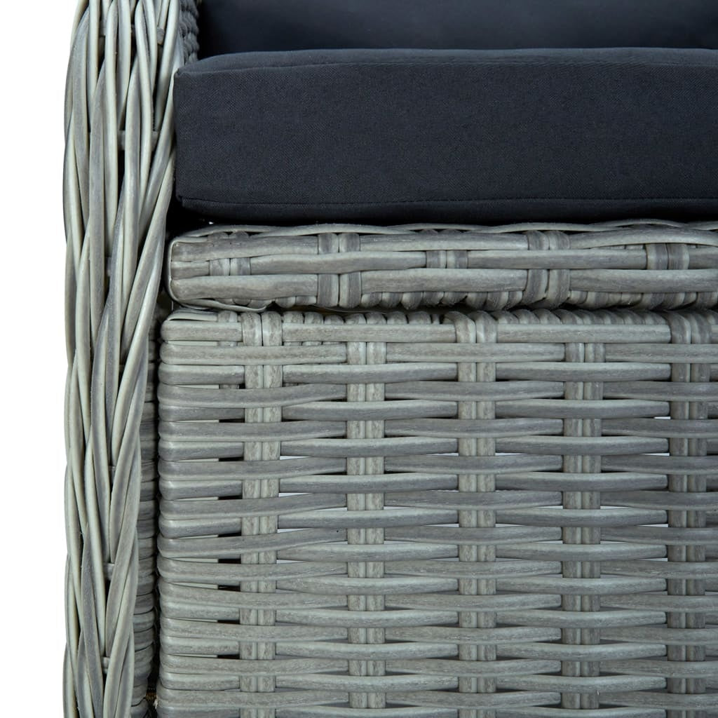 Adjustable Garden Chair with Cushions Poly Rattan Light Grey