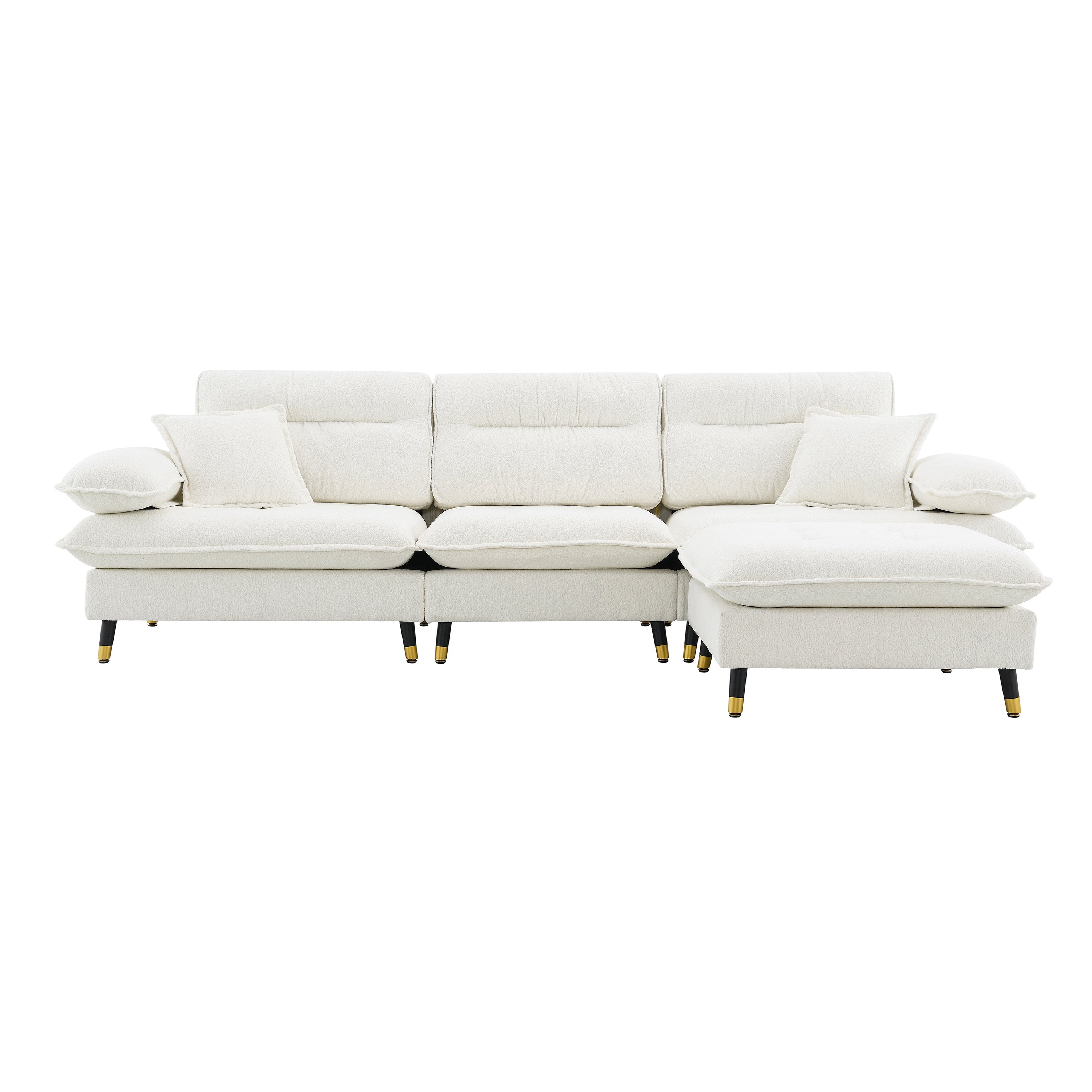 106*66.5" L shaped Convertible Sectional Sofa,4 Seat Tufted Couch Set