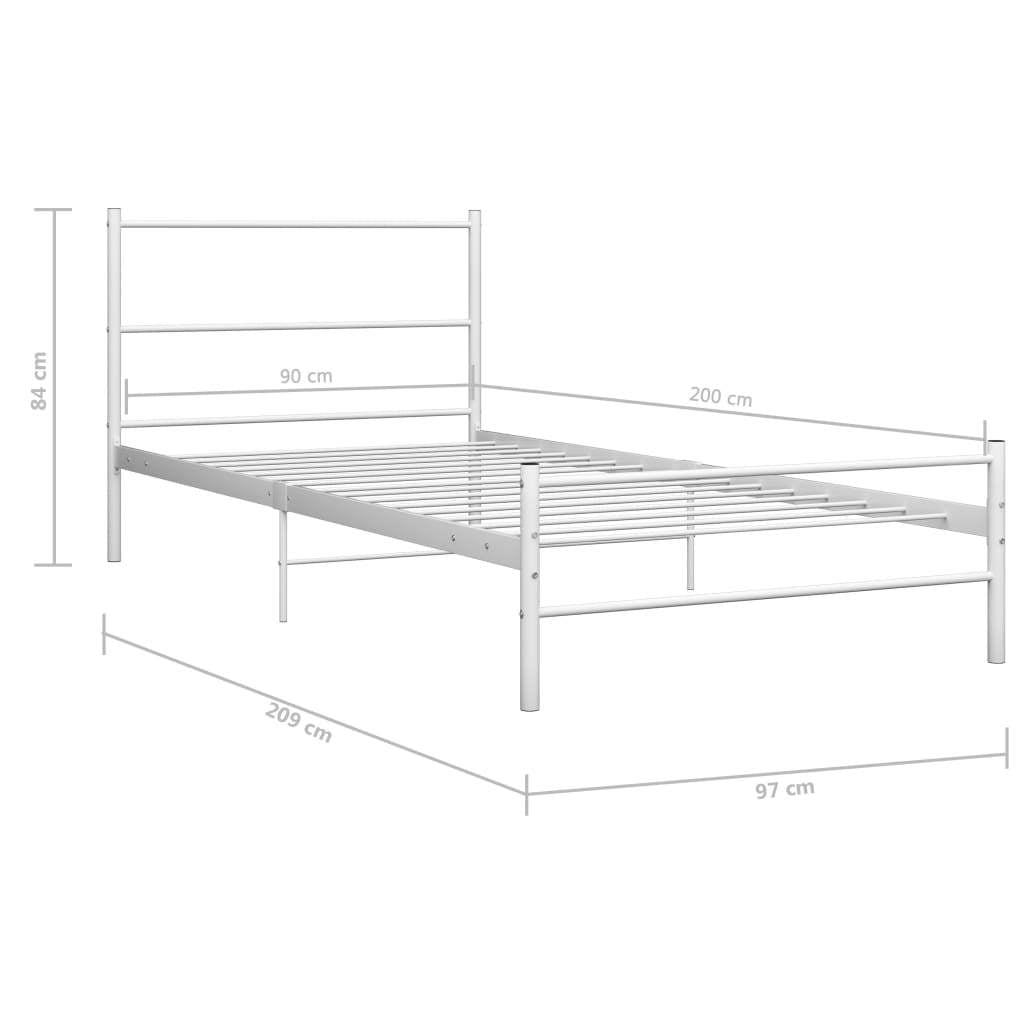 Bed White Metal 90x200 cm
