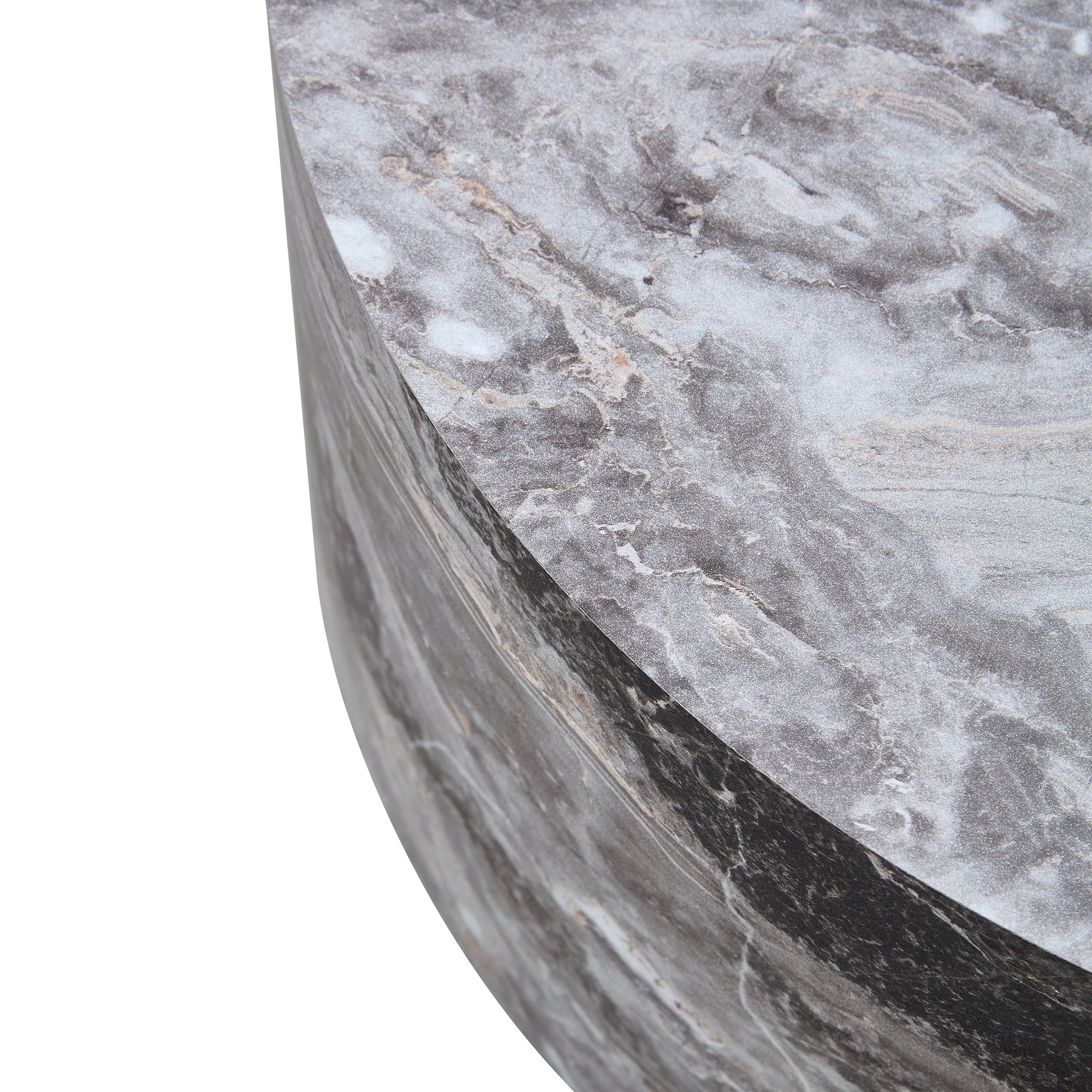 Simple Grey Marble Textured Cylindrical Coffee Table, Industrial Style Sangria Beech