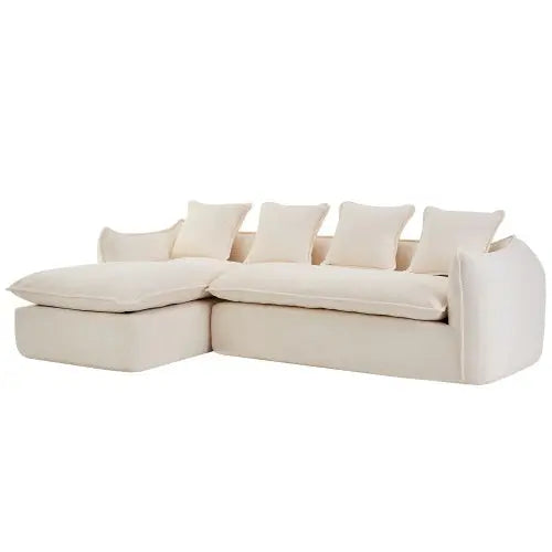 LuneluX_Home – Oversized 3-Seater L-Shape Sofa with Chaise Carmine Juneberry