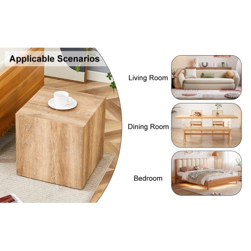 Elevate Your Living Space With This Square Modern MDF Coffee Table That Showcases Smooth, Light Wood Color Texture Patterns. It Is Characterized By Stylish Design.15.7x15.7x15.7 CJDropshipping