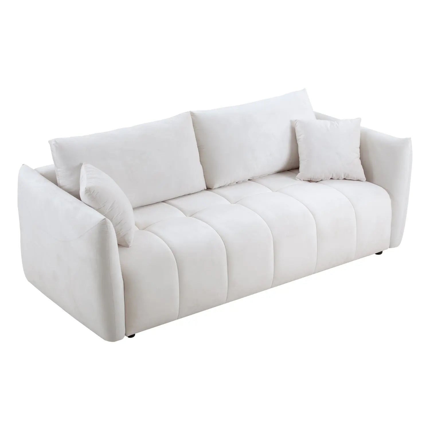 85'' Modern Fabric Sectional Couch Sofa 3 Seater Sofa with 3 Pillows Olive Phaedra