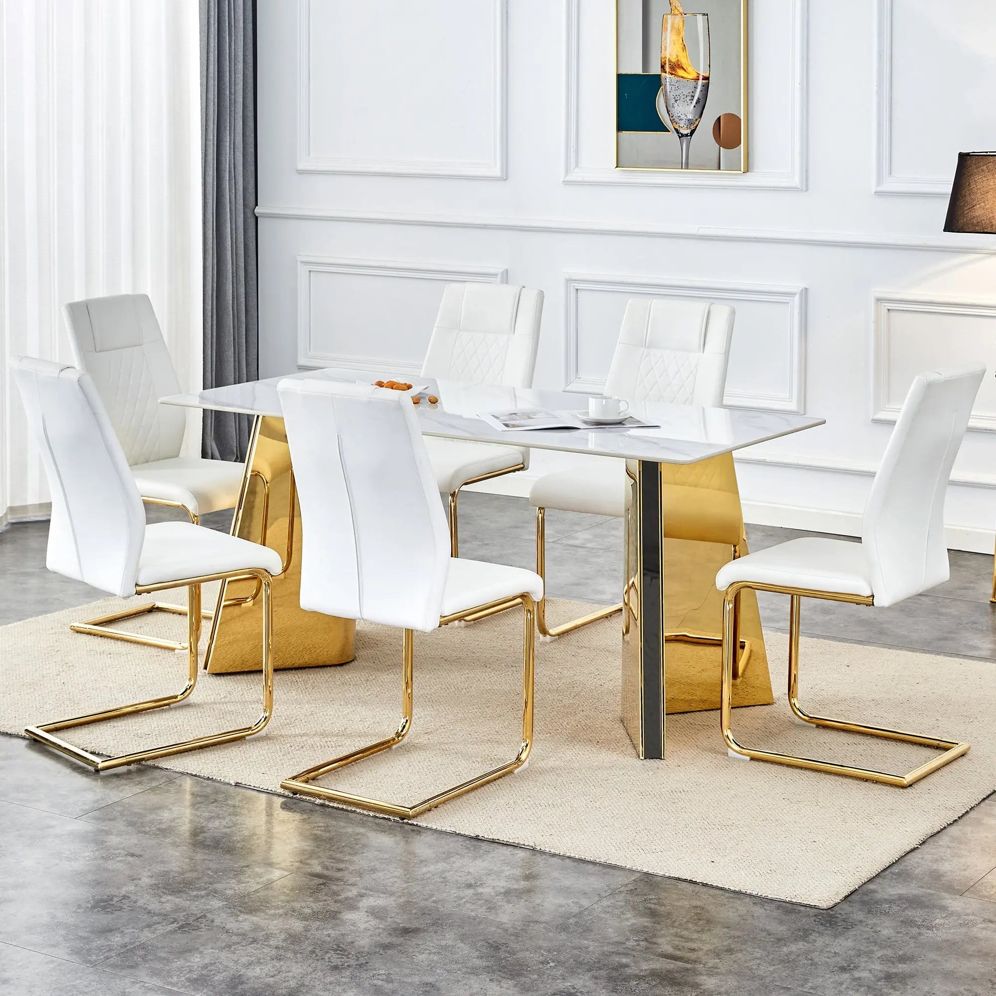 Table and chair set.63'x31.5x30' Luxurious Snow Mountain Patterned Sangria Beech