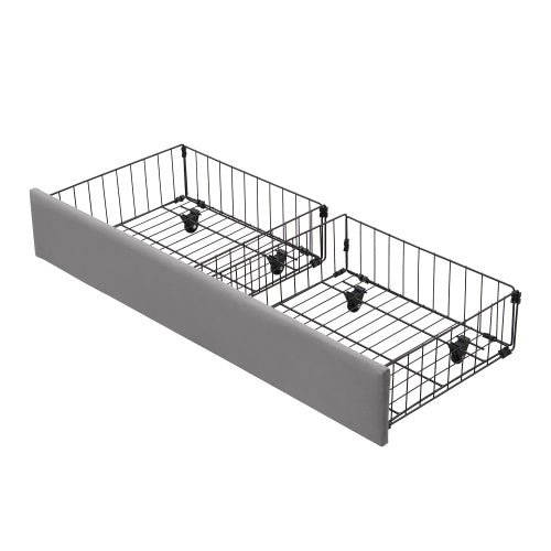 Upholstered Bed,Double Bed-4ft6 135x190cm, Velvet Fabric, Double Bed, Large Storage Space,With Slats And Headboard,Without Mattress,Grey