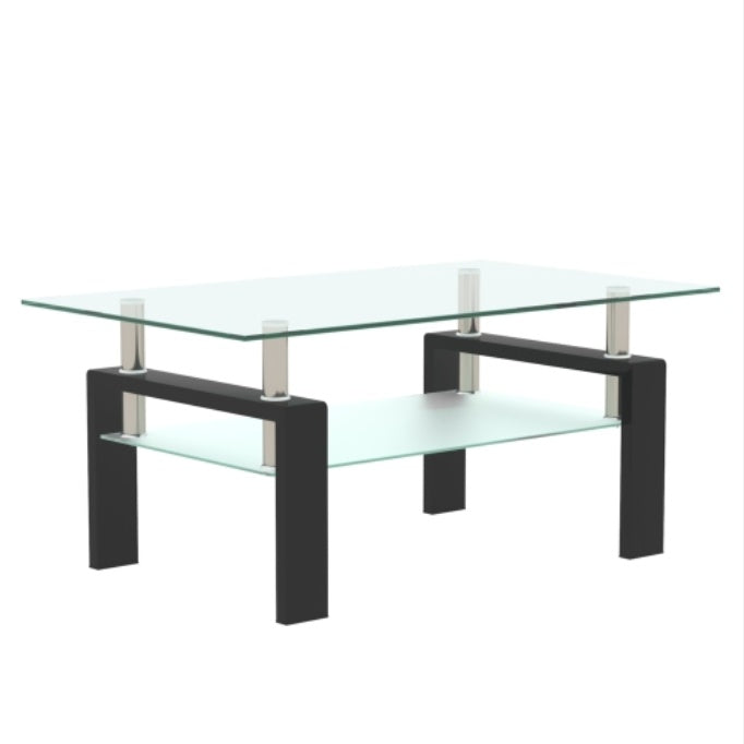 Rectangle Black Glass Coffee Table, Clear Coffee Table, Modern Side Center Tables For Living Room, Living Room Furniture CJDropshipping