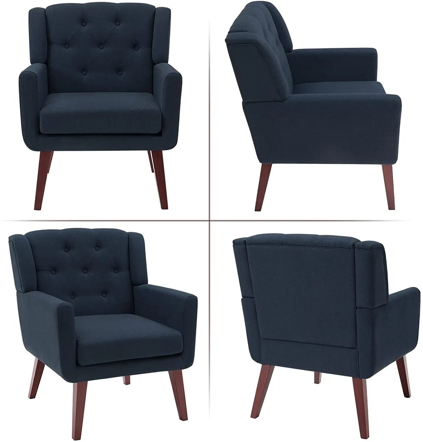 Comfy Button-Tufted Accent Chairs for Living Room Peach Maple
