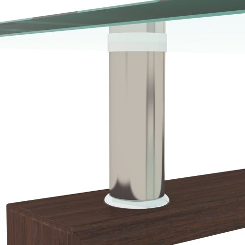 Rectangle Walnut Glass Coffee Table, Clear Coffee Table, Modern Side Center Tables For Living Room CJDropshipping