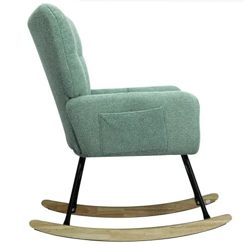 Teddy Fabric Rocking Chair, Modern Rocking Accent Chair For Nursery, CJDropshipping