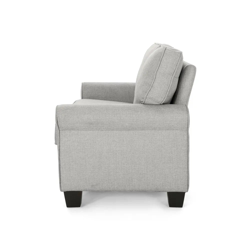 Traditional Grey Fabric 3-Seater Sofa Peach Maple