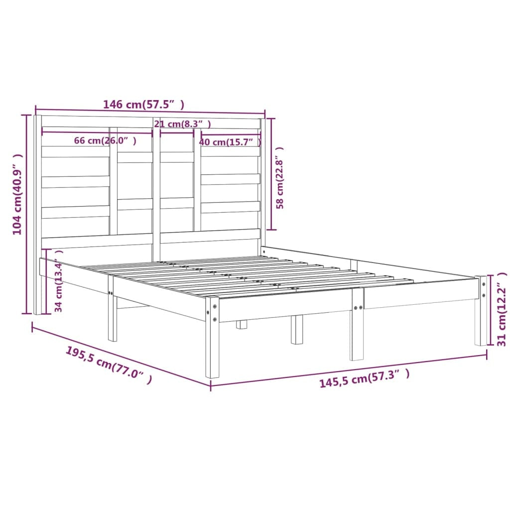 solid wood bed 140x190 cm