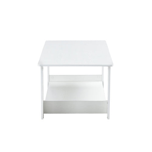 A Modern And Practical White Coffee Table And Coffee Table. The Double Layered Coffee Table Is Made Of MDF Material,. Suitable For Living Room, Bedroom, And Study.43.3x21.6x16.5  CT16 CJDropshipping