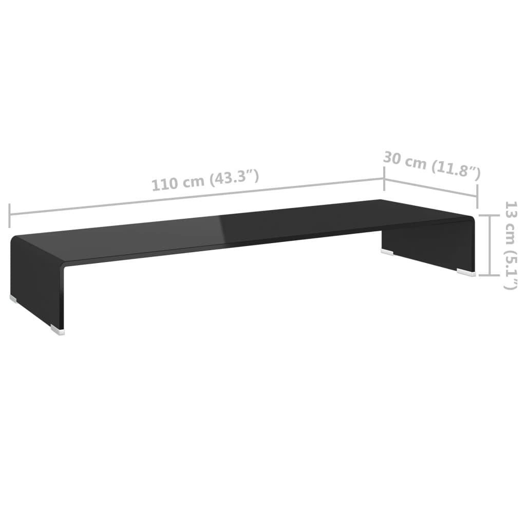 TV Stand/Screen Riser Glass Black 110x30x13 cm