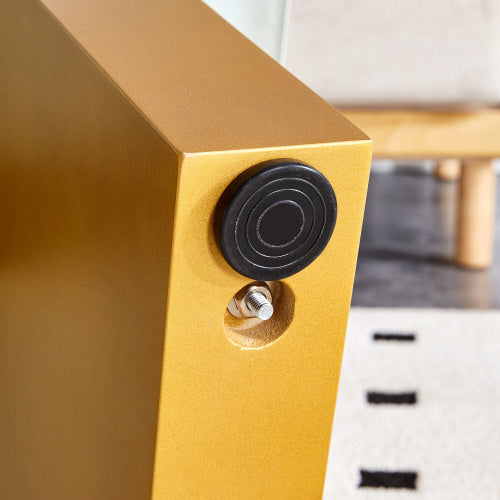 Modern Minimalist Tempered Glass With Sticker Desktop Coffee Table And Dining Table, Paired With Golden MDF Decorative Columns. Computer Desk. Game Table. CT-1546 CJDropshipping