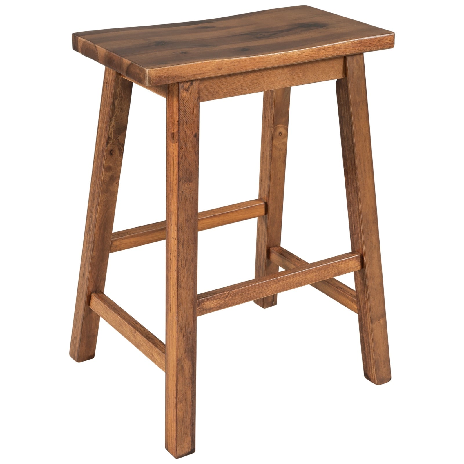 TOPMAX Farmhouse 2-Piece Counter Height Wood Dining Stools, Walnut
