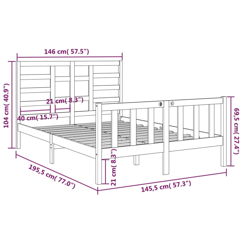 solid wood bed 140x190 cm