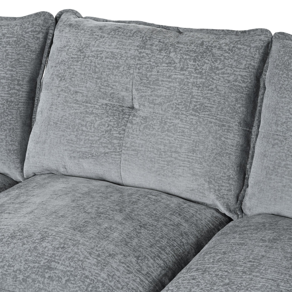 U-Shaped Chenille Sectional Sofa with Adjustable Armrest Pillows -