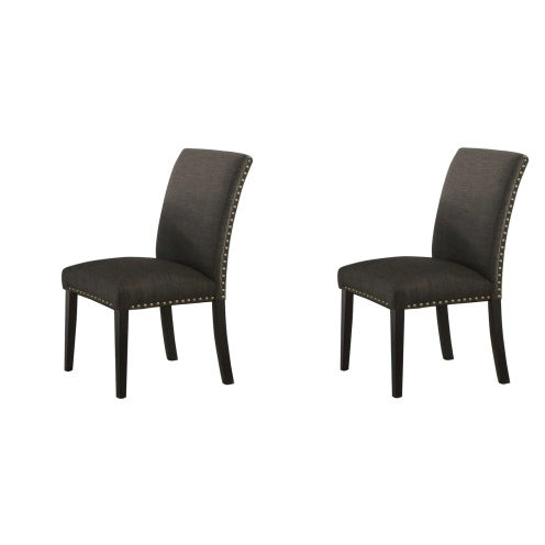 Dining Room Chairs Ash Black Polyfiber Nail Heads Parson Style Set Of 2 Side Chairs Dining Room Furniture CJDropshipping
