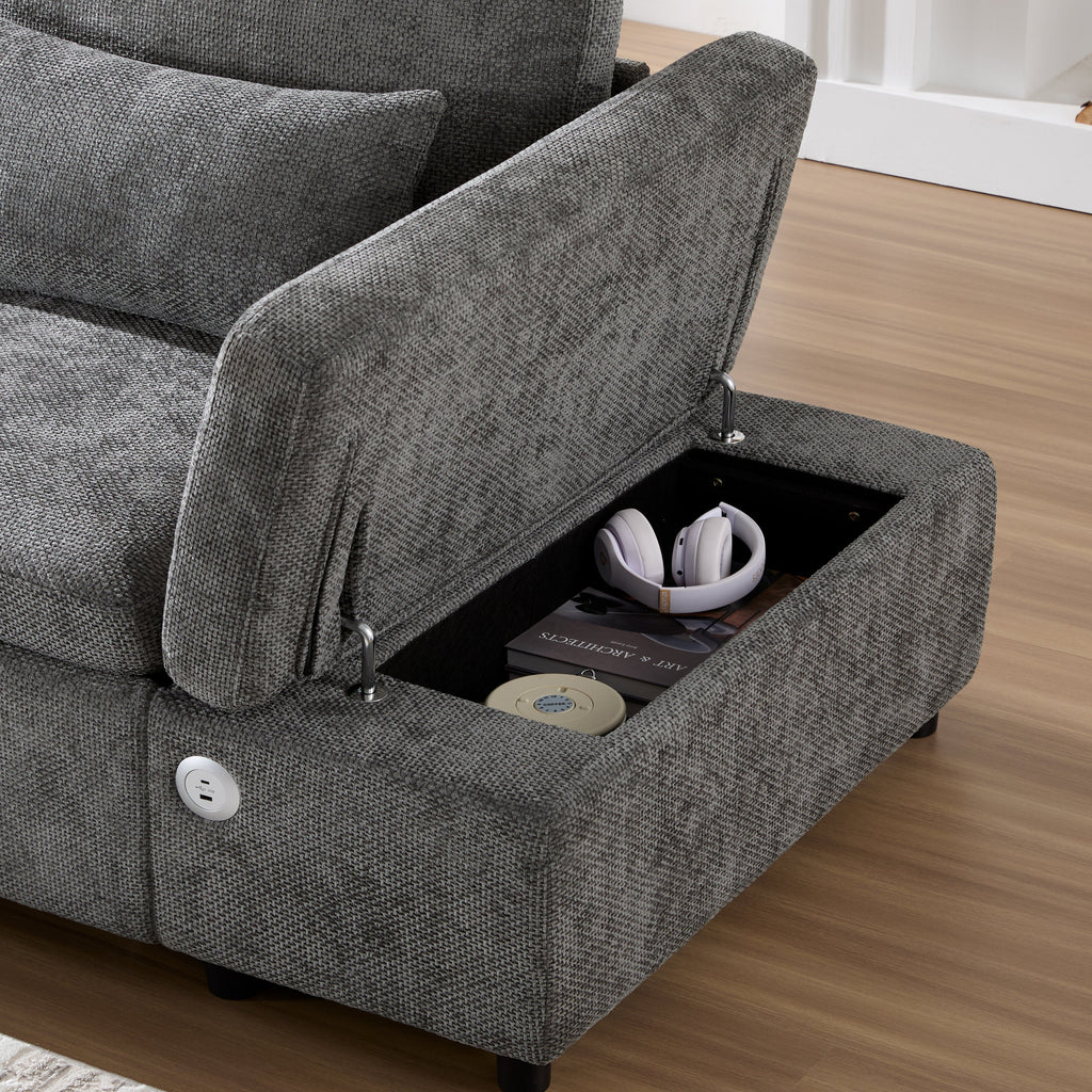 107'' Modular Sectional Pull-out Sofa, L shape with Wide Seats, Free