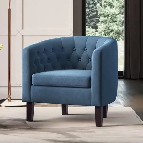 Elegant Navy Blue Accent Chair for Living Room Peach Maple