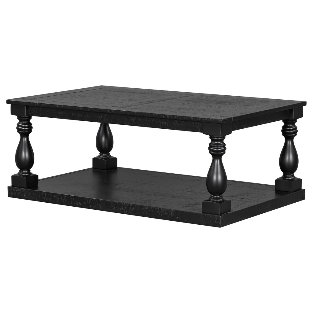 Vintage Coffee Table Featuring Artistic Vase Column Legs and Luxurious