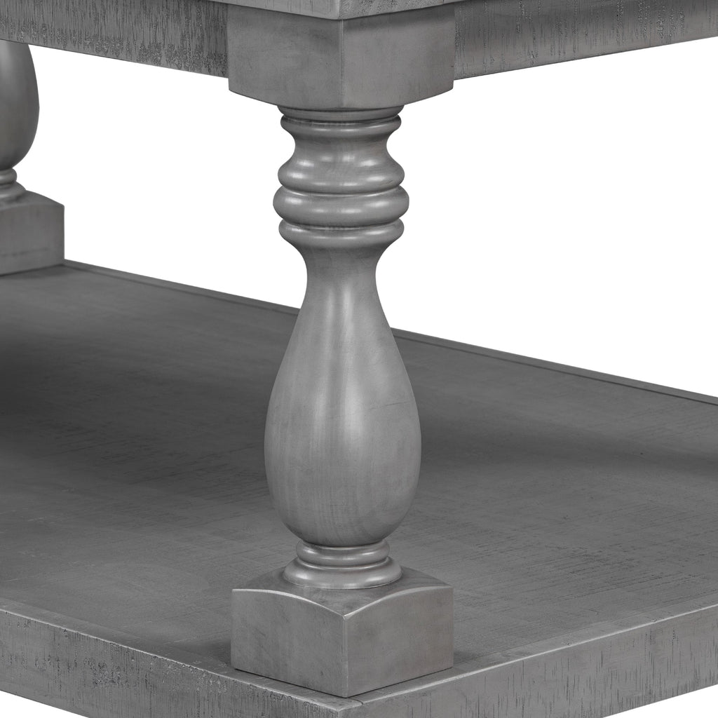 Vintage Coffee Table Featuring Artistic Vase Column Legs and Luxurious
