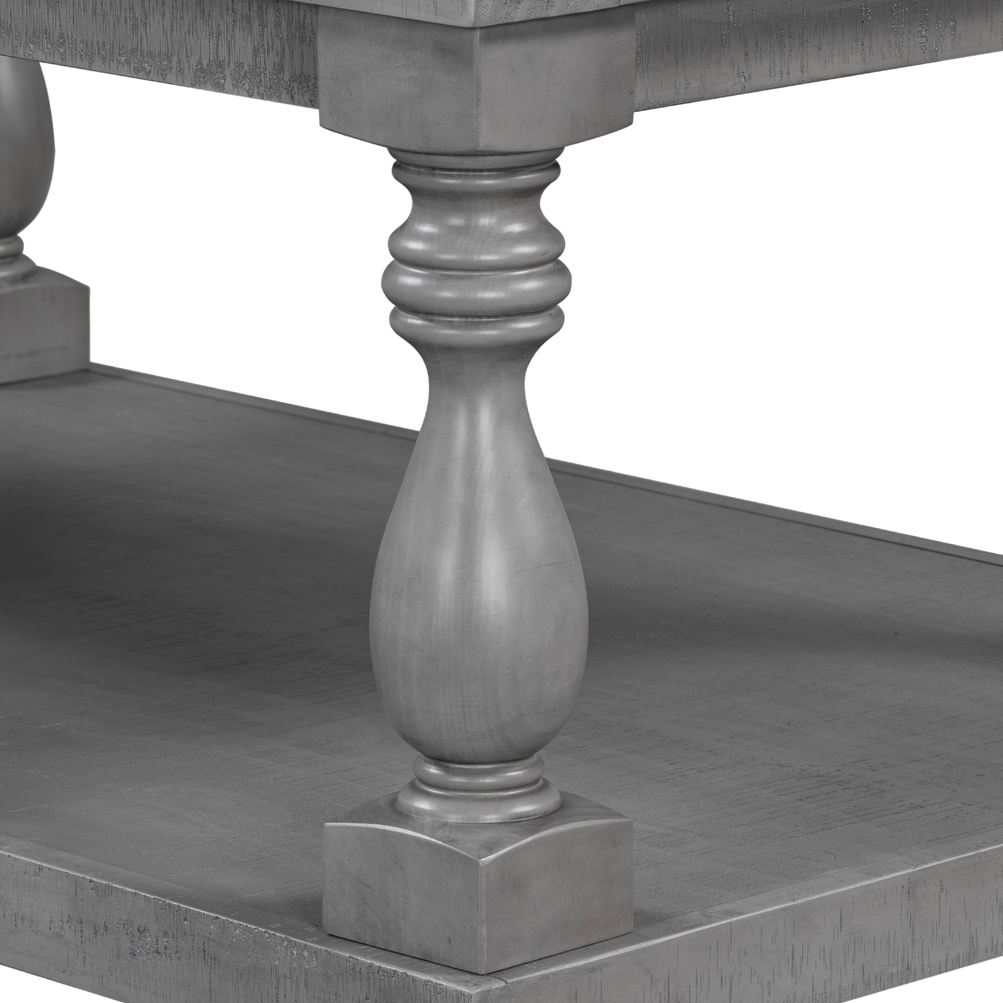 Vintage Coffee Table Featuring Artistic Vase Column Legs and Luxurious