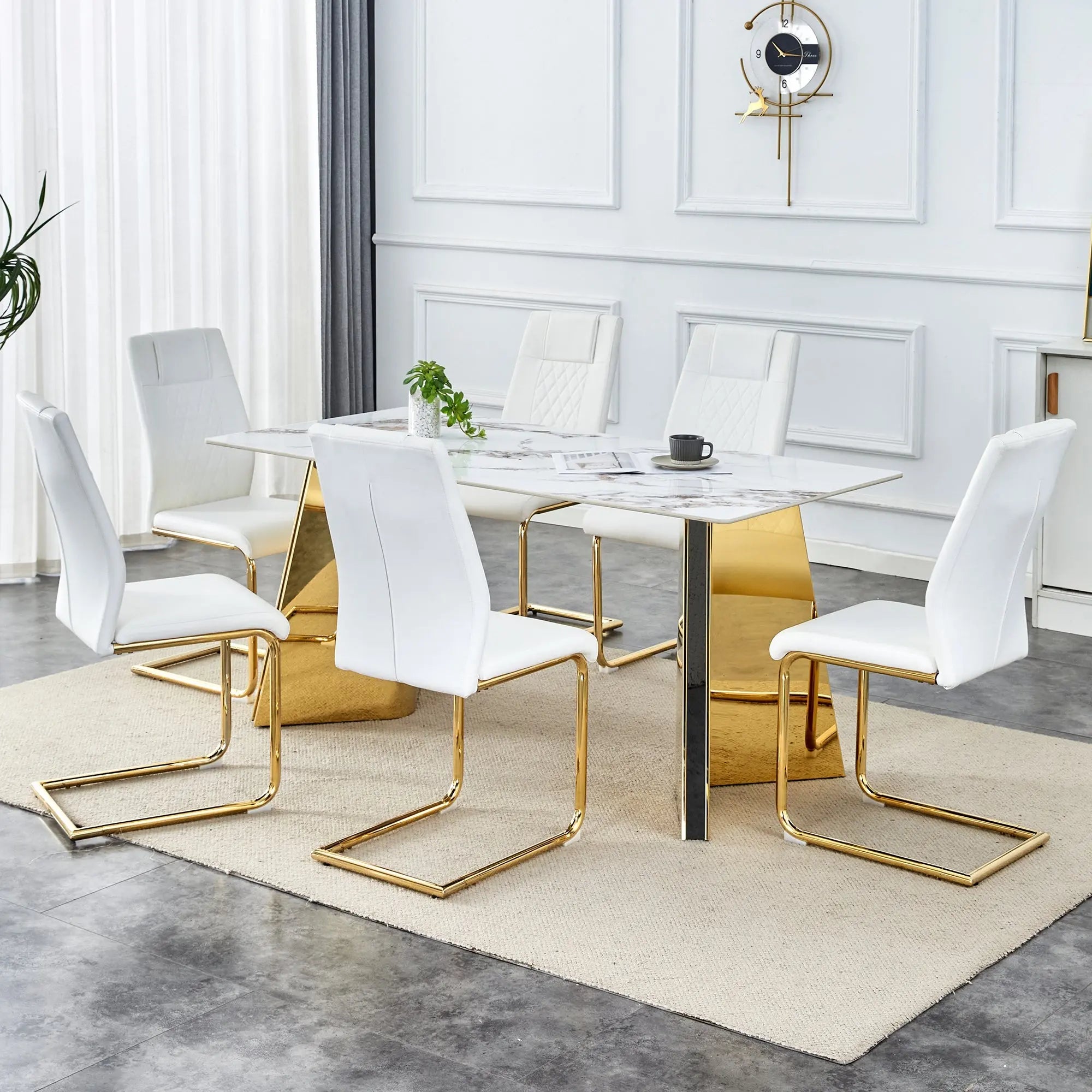Table and chair set.63'x31.5x30' Luxurious Cold Jade Patterned Sangria Beech