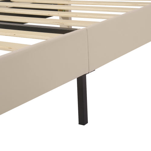 Upholstered Bed 90x190 With Slatted Frame And Headboard, Upholstered Bed With Height-adjustable Headboard, Youth Bed, Single Bed, Wooden Slat Support, Easy Assembly, Velvet, Beige