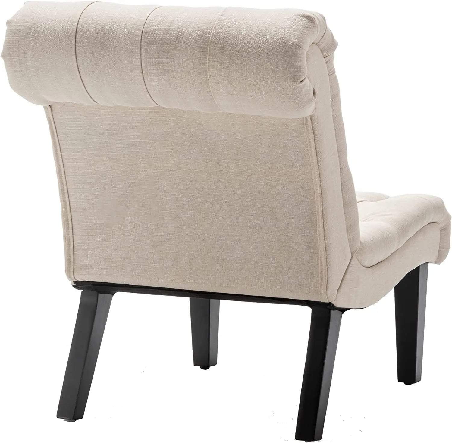 Stylish Cream Accent Chair with Wood Legs Peach Maple