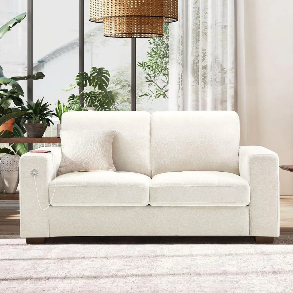 70" Chenille Loveseat - Gray Peach Maple