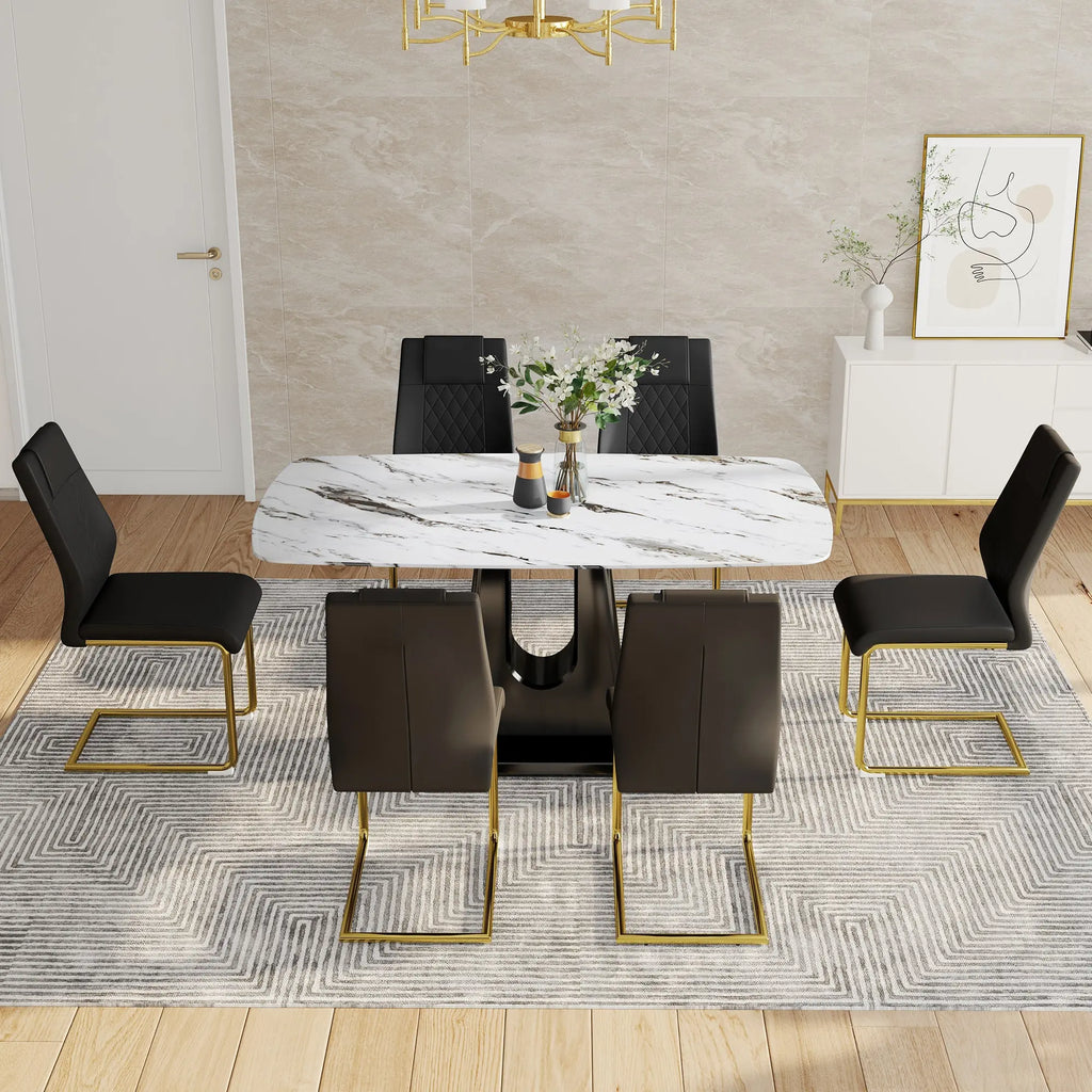 Table and chair set, modern and minimalist dining table, imitation Sangria Beech