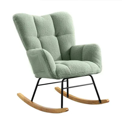 Teddy Fabric Rocking Chair, Modern Rocking Accent Chair For Nursery, CJDropshipping