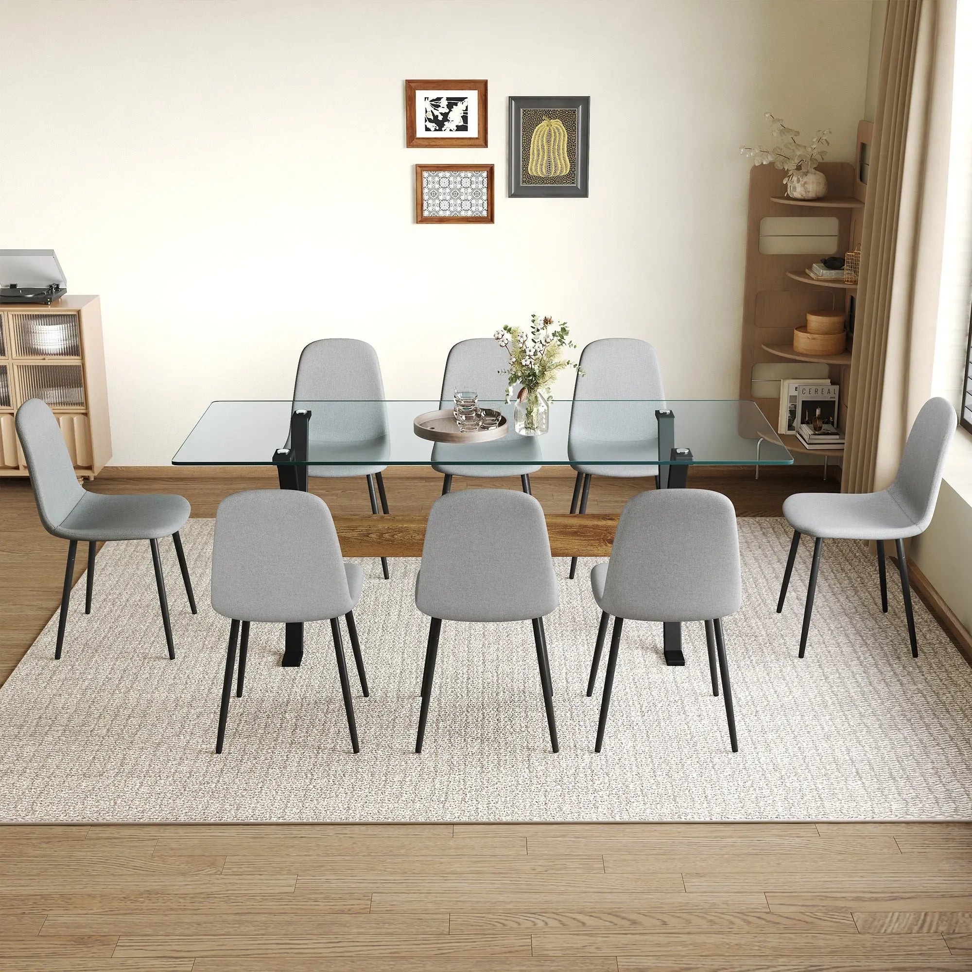 Table and chair set.79'x31.5' with X-shaped Black Metal Table Sangria Beech