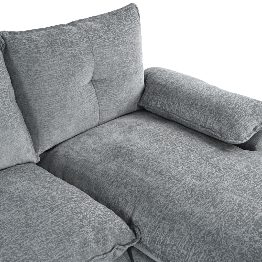 U-Shaped Chenille Sectional Sofa with Adjustable Armrest Pillows -