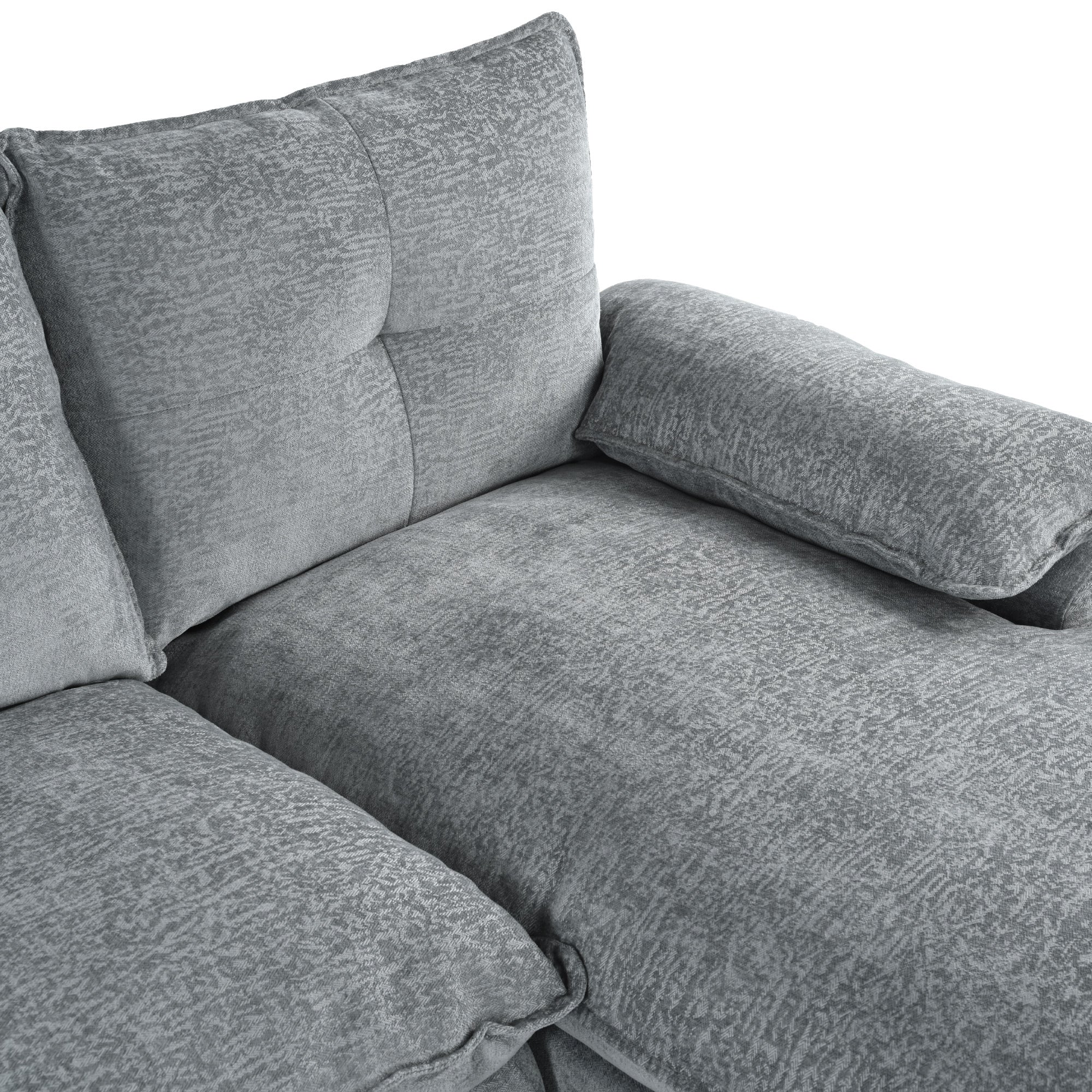 U-Shaped Chenille Sectional Sofa with Adjustable Armrest Pillows -