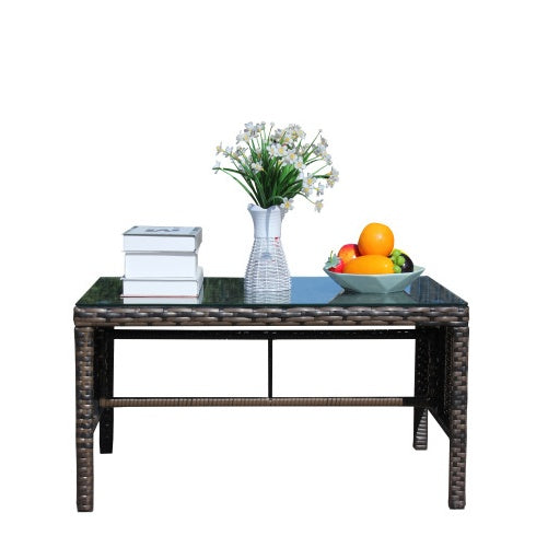Outdoor Patio Furniture 1 Coffee Table With Clear Tempered Glass CJDropshipping