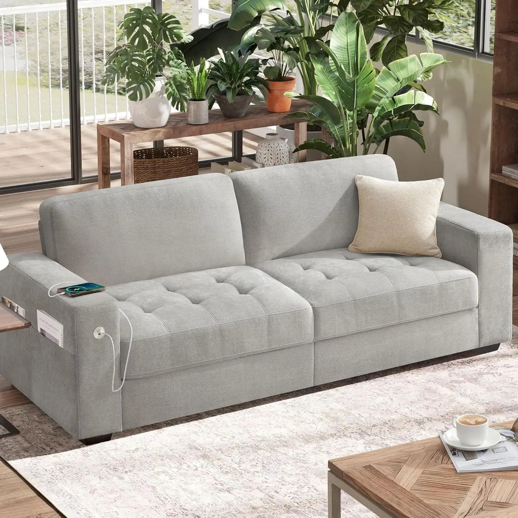70" Chenille Loveseat - Gray Peach Maple