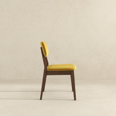 Carlos Dark Yellow Velvet Solid Back Side Chair  Set Of 2  Kitchen Living Room Padded Chairs Armless Design With Solid Wood Legs