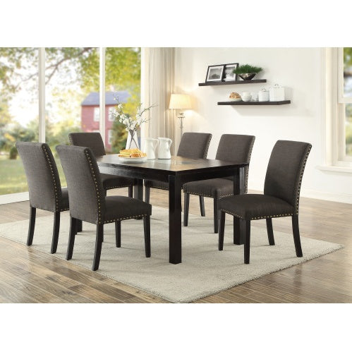 Dining Room Chairs Ash Black Polyfiber Nail Heads Parson Style Set Of 2 Side Chairs Dining Room Furniture CJDropshipping